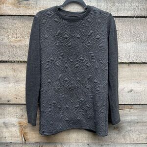 Forever 21 Gray Long Sleeve Pullover Crew Neck Geo Pattern Sweater Small